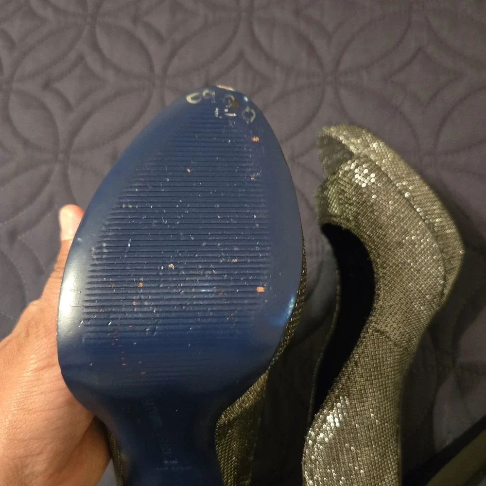 Rebecca Minkoff Heels Womens Size 9M Silver Glitter Peep Toe Stiletto Pump Party